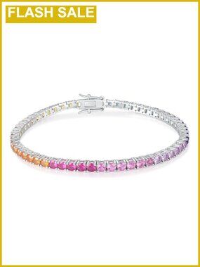 14k White Gold Plated Tennis Bracelet Cubic Zirconia 7.5 Inch